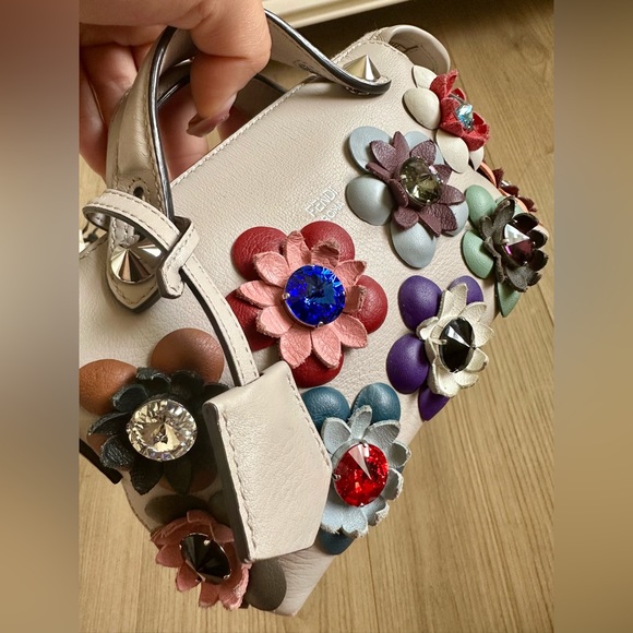 Fendi By The Way Mini Limited Edition Floral Embellished Small Boston Bag - Picture 11 of 13